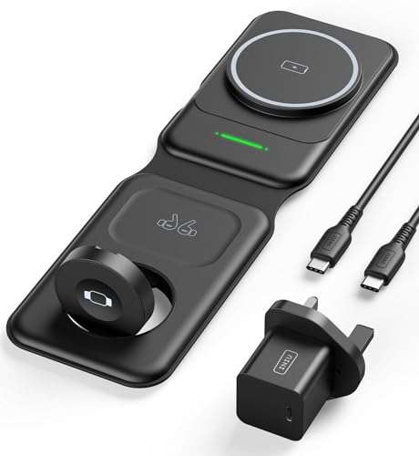 INIU Wireless Charger, 3 in 1 Wireless Charging Station Magsafe Phone Charger - (with voucher & code) Sold by Eafu FBA