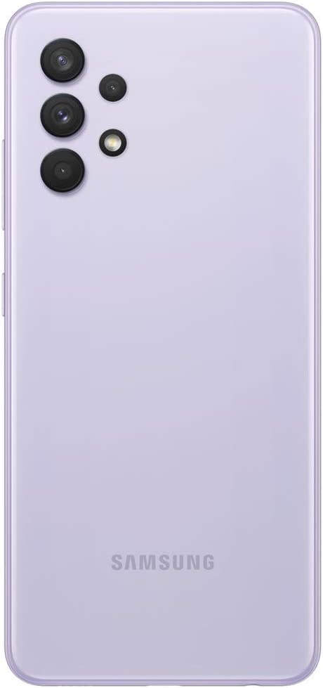Samsung Galaxy A32 (128GB, 4GB) 6.4" Super AMOLED 90Hz Display, 64MP Quad Camera, All Day Battery, Dual SIM GSM Unlocked (US + Global) 4G Volt A325M/DS (Fast Car Charger Kit, Superb Violet color)